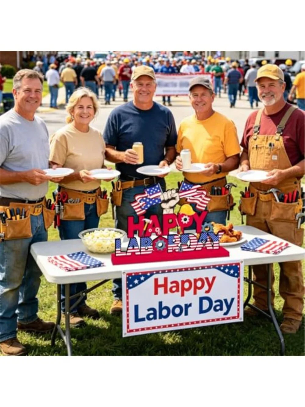Labor Day Decorations 11.8 X 7.8 Inches Wooden Table Centerpiece